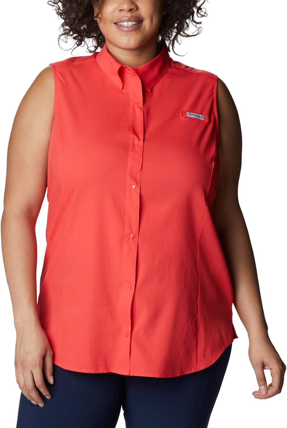 imageColumbia Womens PFG Tamiami Sleeveless ShirtRed Hibiscus