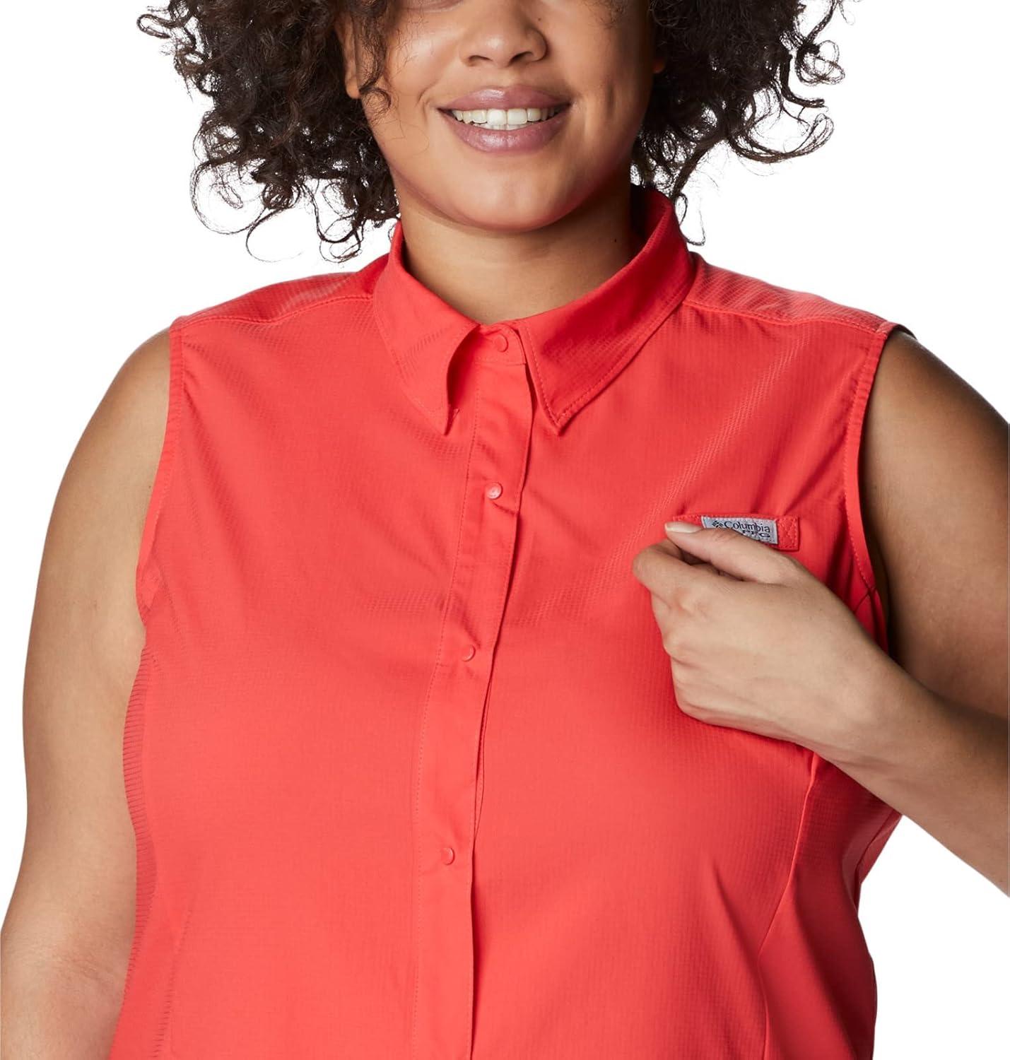 imageColumbia Womens PFG Tamiami Sleeveless ShirtRed Hibiscus