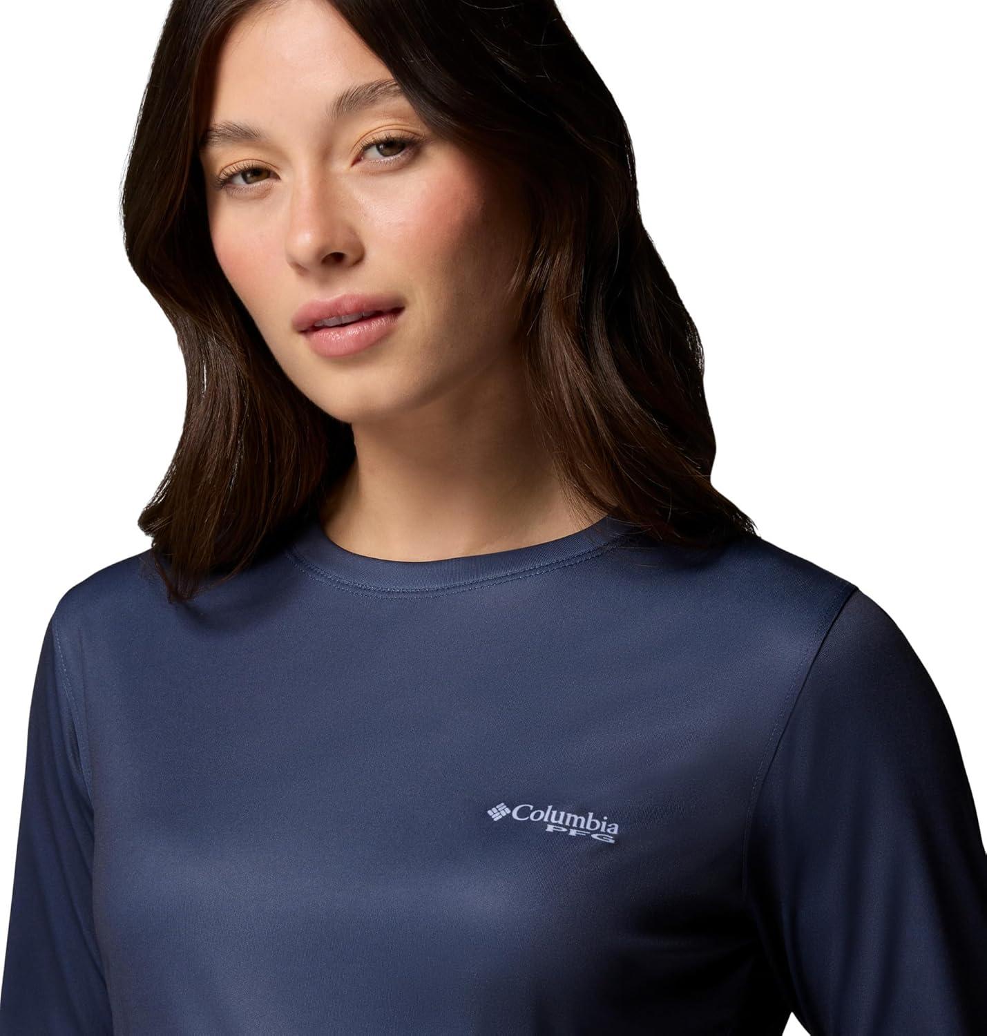 imageColumbia Womens PFG Tidal Tee Original Chill Long SleeveNocturnalPfg Inagua Script