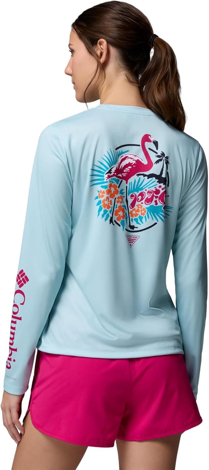 imageColumbia Womens PFG Tidal Tee Palm Waves Long SleeveMarine LightFlamingo Isle