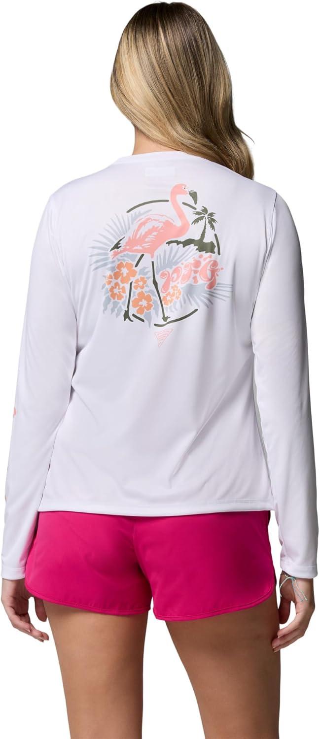 imageColumbia Womens PFG Tidal Tee Palm Waves Long SleeveWhiteFlamingo Isle