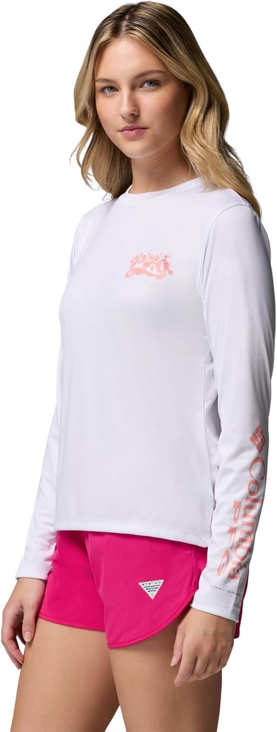 imageColumbia Womens PFG Tidal Tee Palm Waves Long SleeveWhiteFlamingo Isle