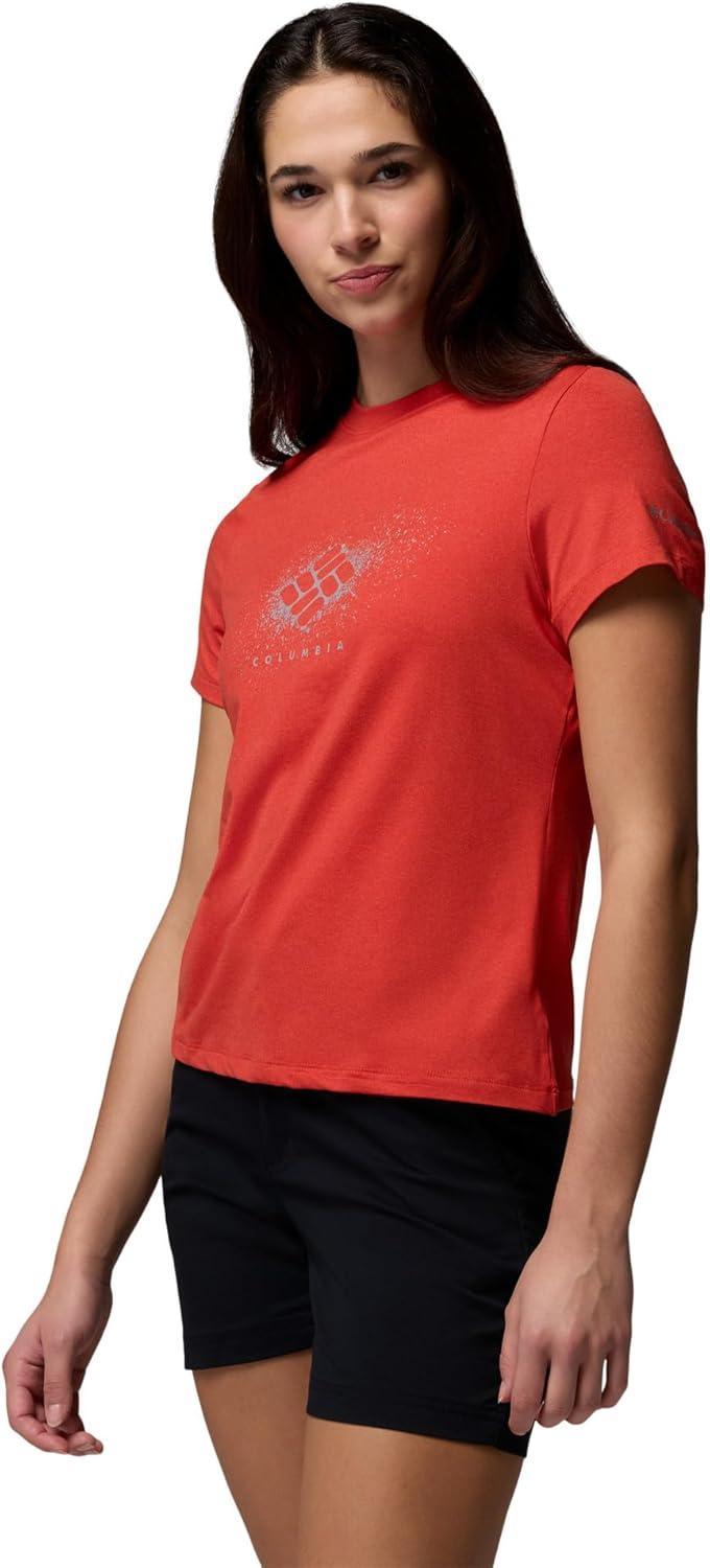 imageColumbia Womens Parsons Point Short Sleeve Graphic Tee Poppy Red HeatherSplattered Small