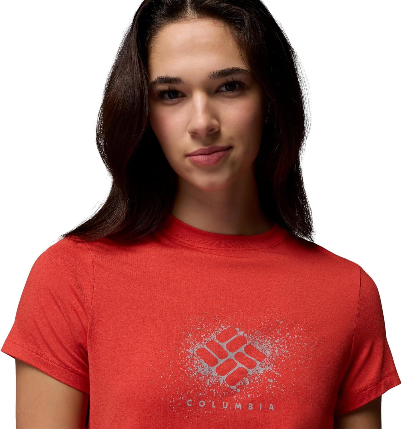 imageColumbia Womens Parsons Point Short Sleeve Graphic Tee Poppy Red HeatherSplattered Small