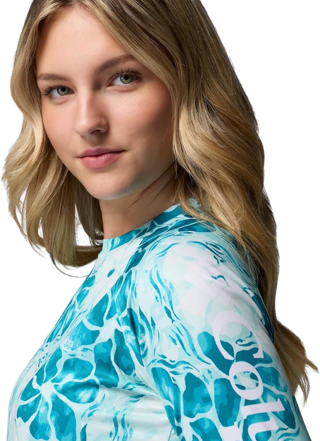 imageColumbia Womens Super Tidal Tee Long SleeveOcean TealHazyblooms