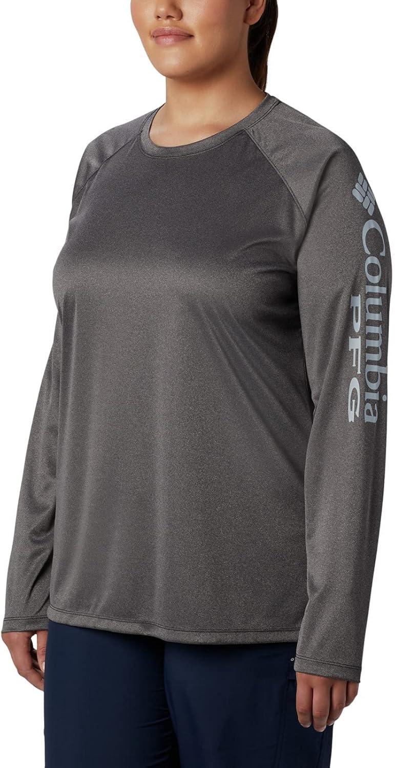 imageColumbia Womens Tidal Tee II Long Sleeve HoodieBlack HeatherCirrus Grey Logo