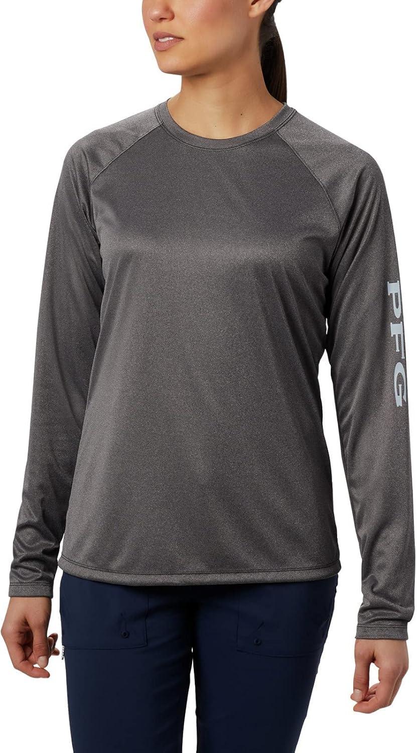imageColumbia Womens Tidal Tee II Long Sleeve HoodieBlack HeatherCirrus Grey Logo