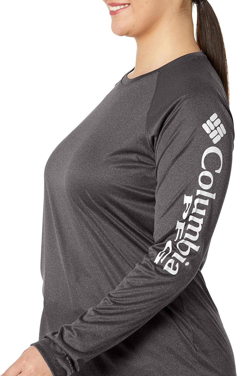imageColumbia Womens Tidal Tee II Long Sleeve HoodieBlack HeatherCirrus Grey Logo