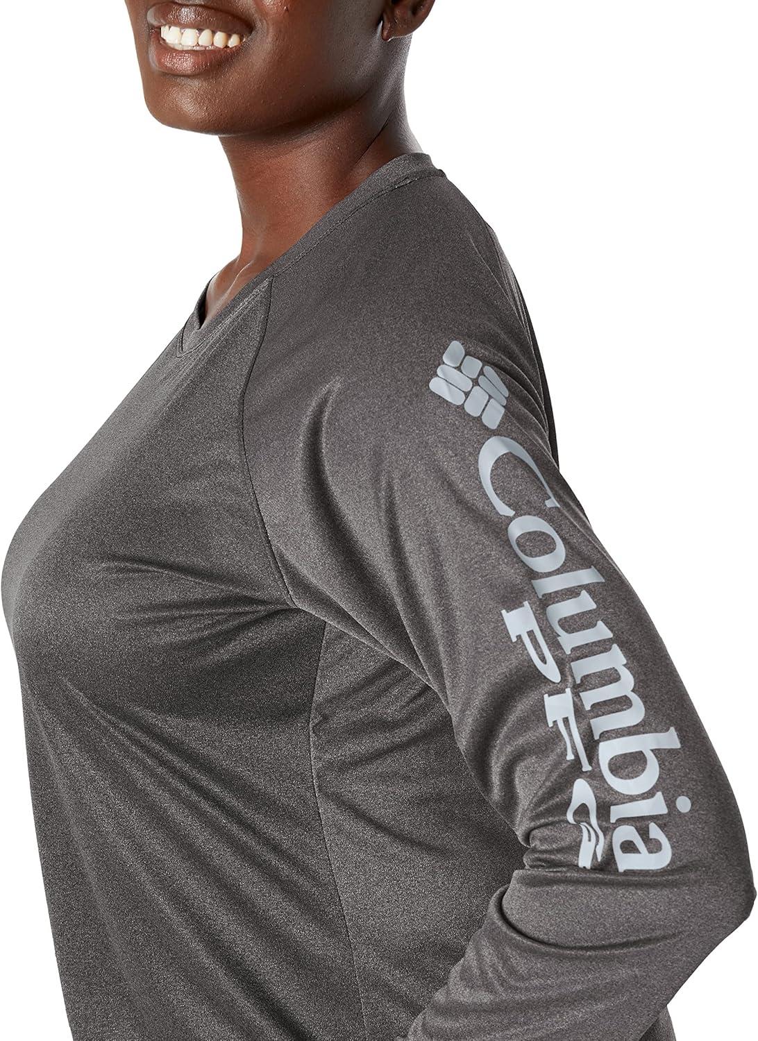 imageColumbia Womens Tidal Tee II Long Sleeve HoodieBlack HeatherCirrus Grey Logo