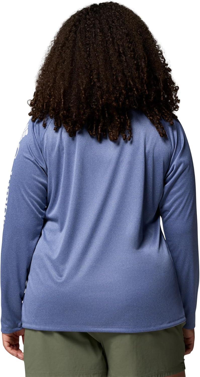 imageColumbia Womens Tidal Tee II Long Sleeve HoodieBluebell HeatherWhite Logo