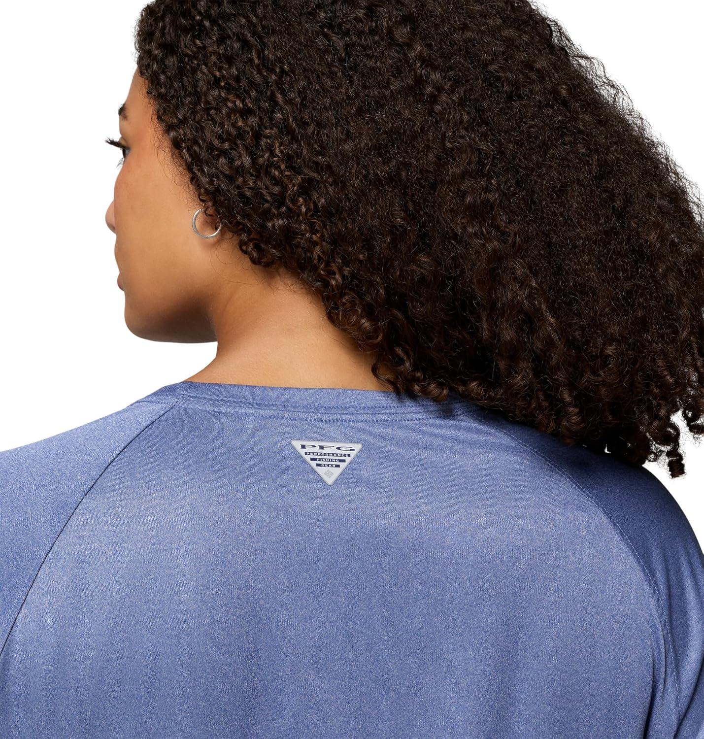 imageColumbia Womens Tidal Tee II Long Sleeve HoodieBluebell HeatherWhite Logo