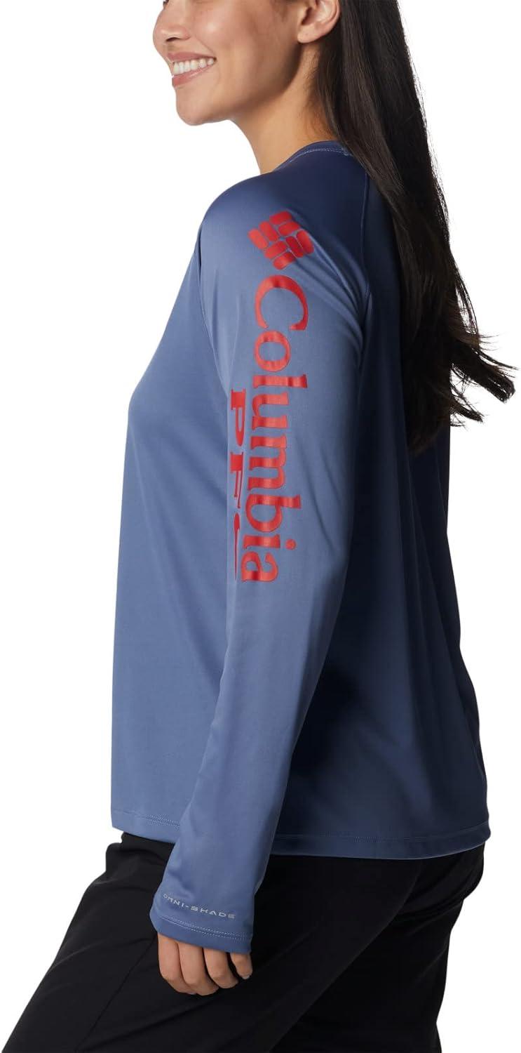 imageColumbia Womens Tidal Tee II Long Sleeve HoodieBluestoneRed Spark Logo