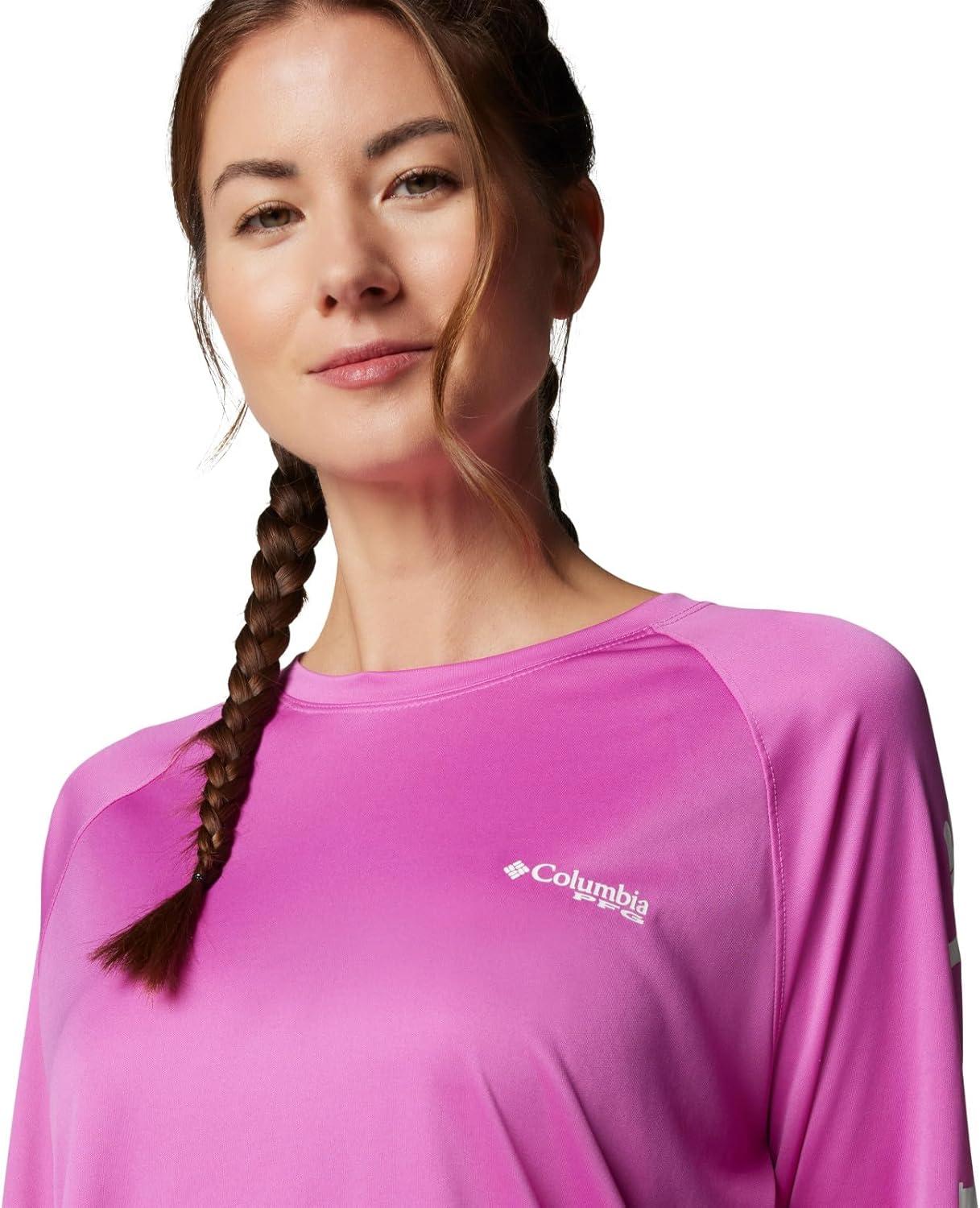 imageColumbia Womens Tidal Tee II Long Sleeve HoodieBright LavenderWhite Logo