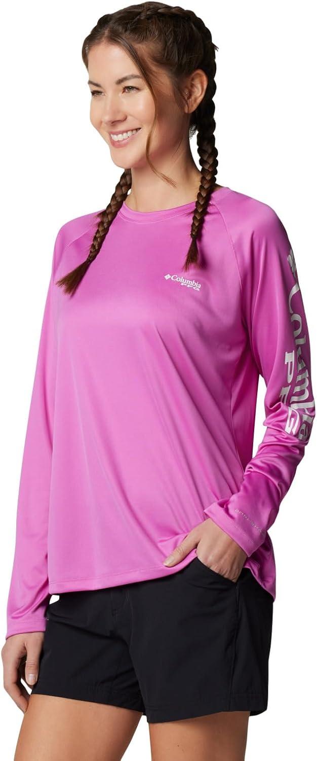 imageColumbia Womens Tidal Tee II Long Sleeve HoodieBright LavenderWhite Logo