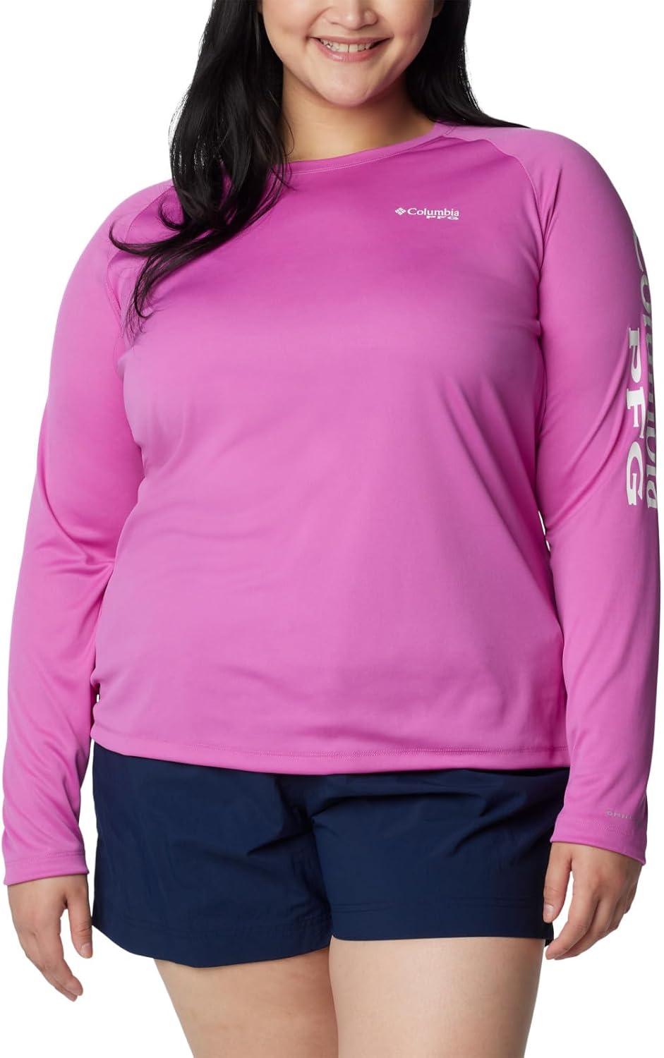 imageColumbia Womens Tidal Tee II Long Sleeve HoodieBright LavenderWhite Logo