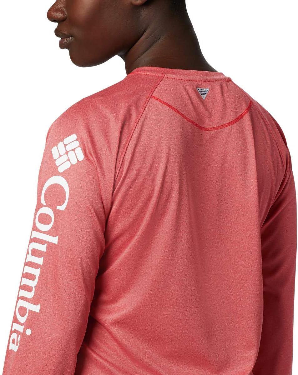 imageColumbia Womens Tidal Tee II Long Sleeve HoodieBright Nectar HeatherHarbor Blue Logo