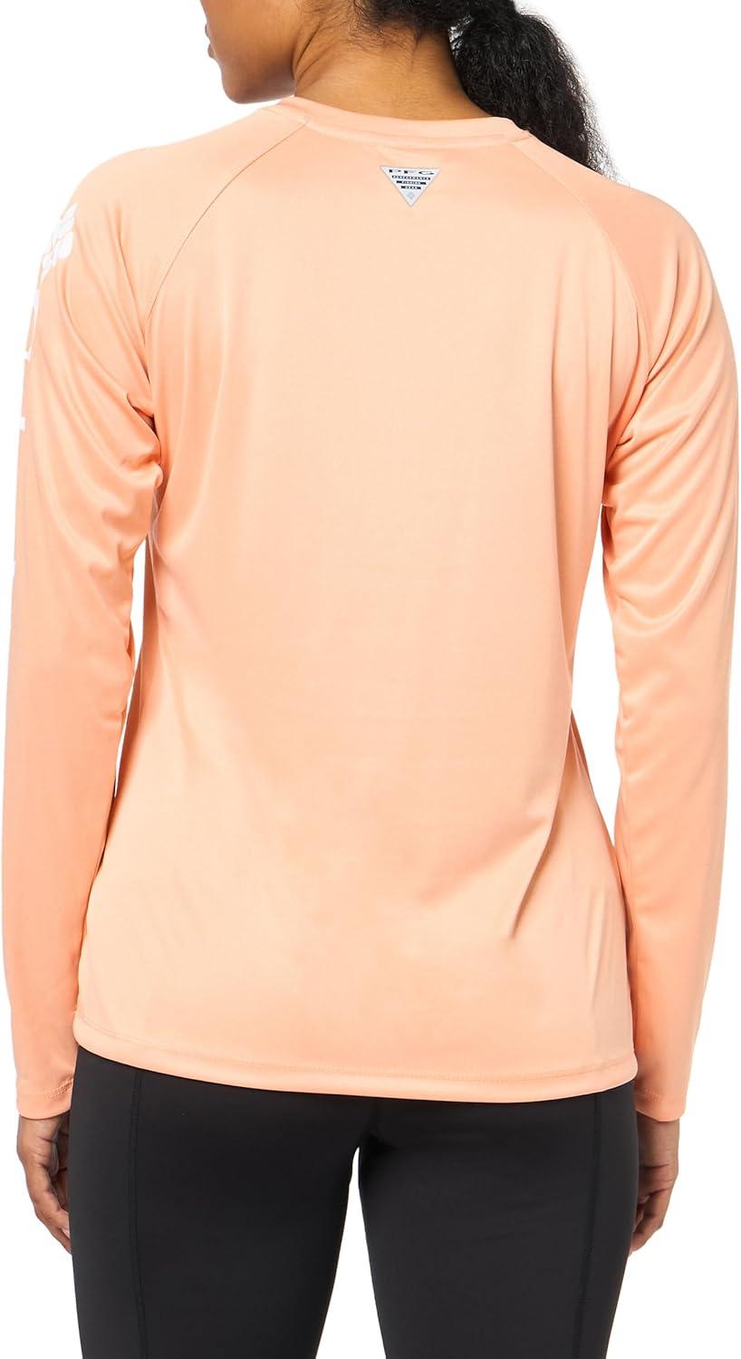 imageColumbia Womens Tidal Tee II Long Sleeve HoodieBright Nectar HeatherWhite Logo