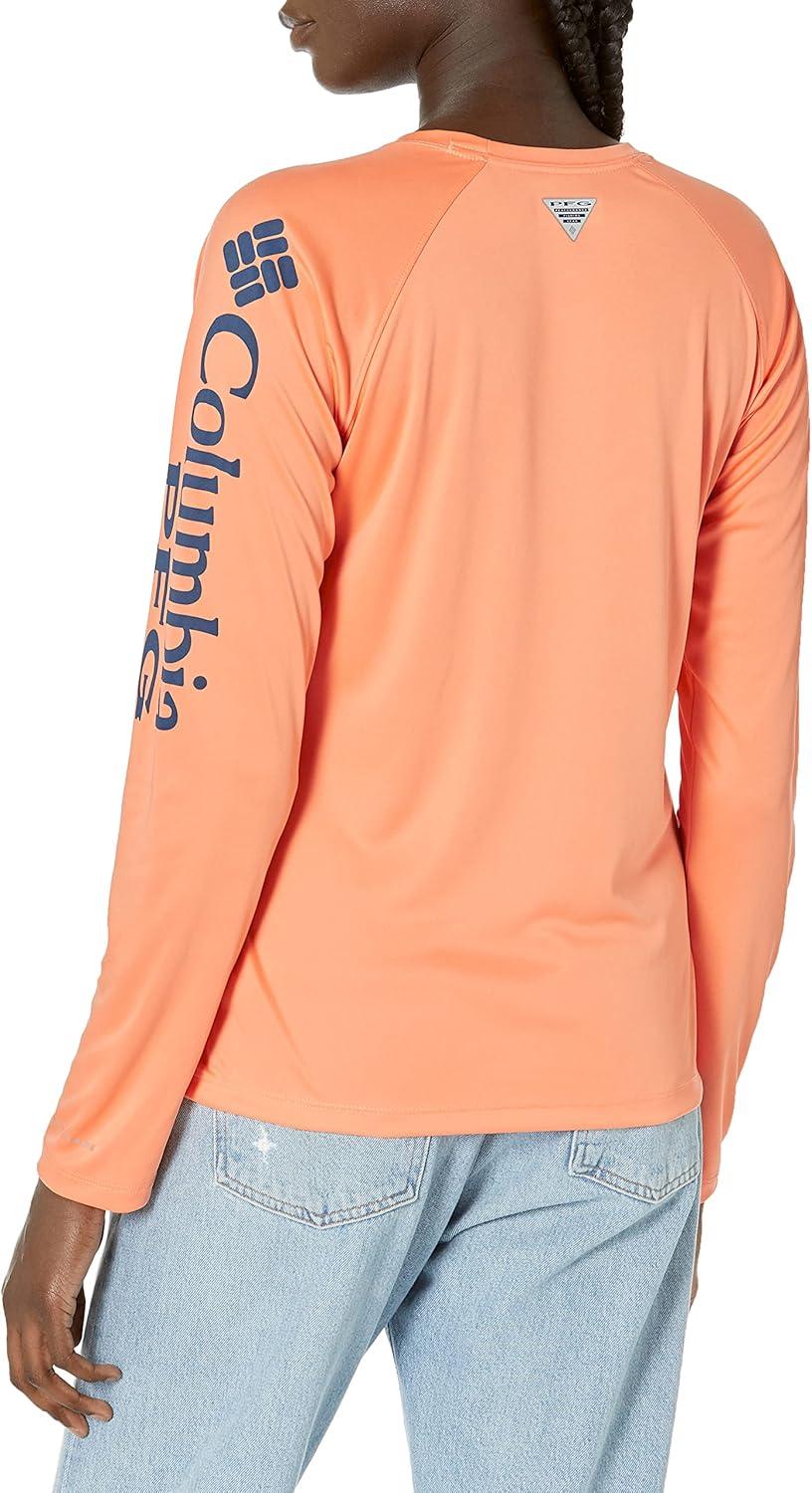 imageColumbia Womens Tidal Tee II Long Sleeve HoodieBright NectarCarbon Logo