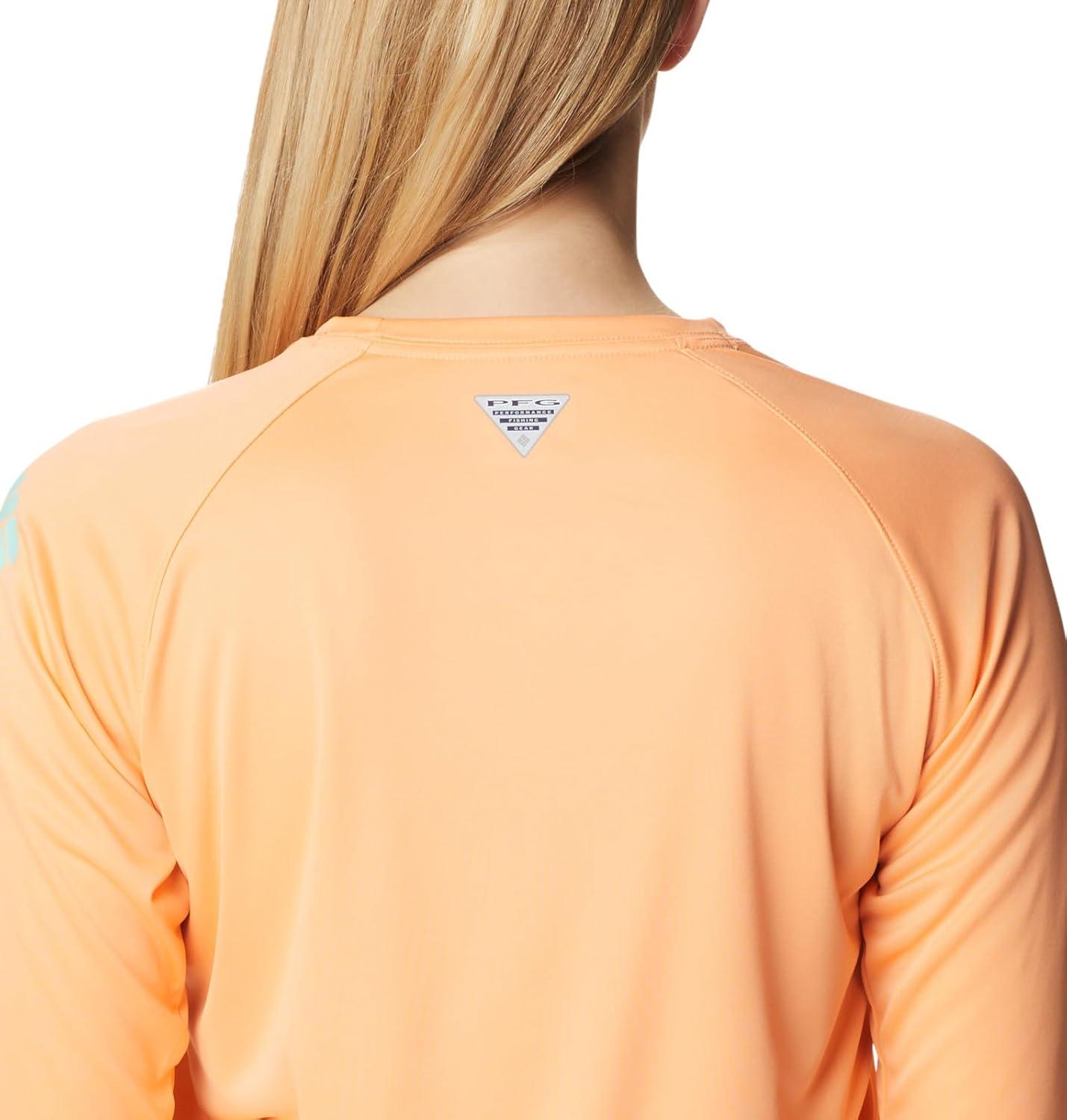 imageColumbia Womens Tidal Tee II Long Sleeve HoodieBright NectarMint Cay Logo
