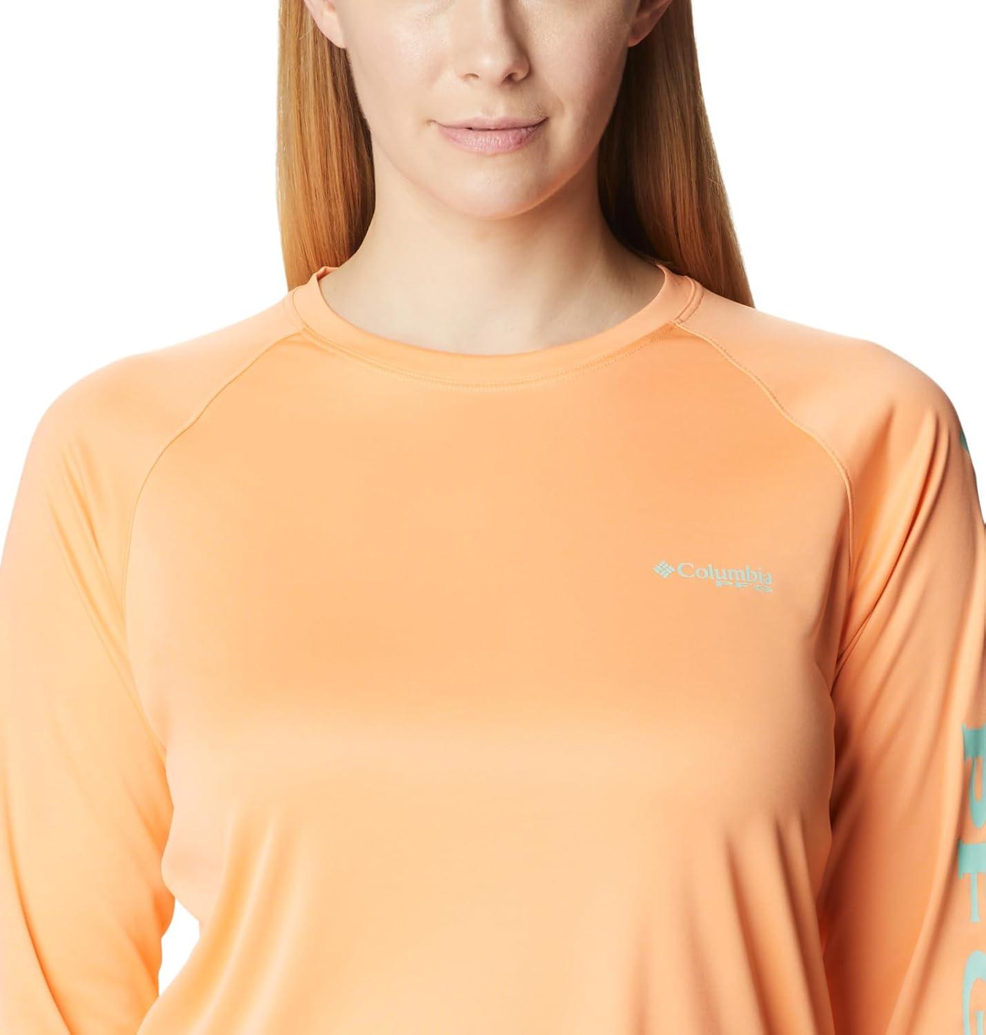 imageColumbia Womens Tidal Tee II Long Sleeve HoodieBright NectarMint Cay Logo