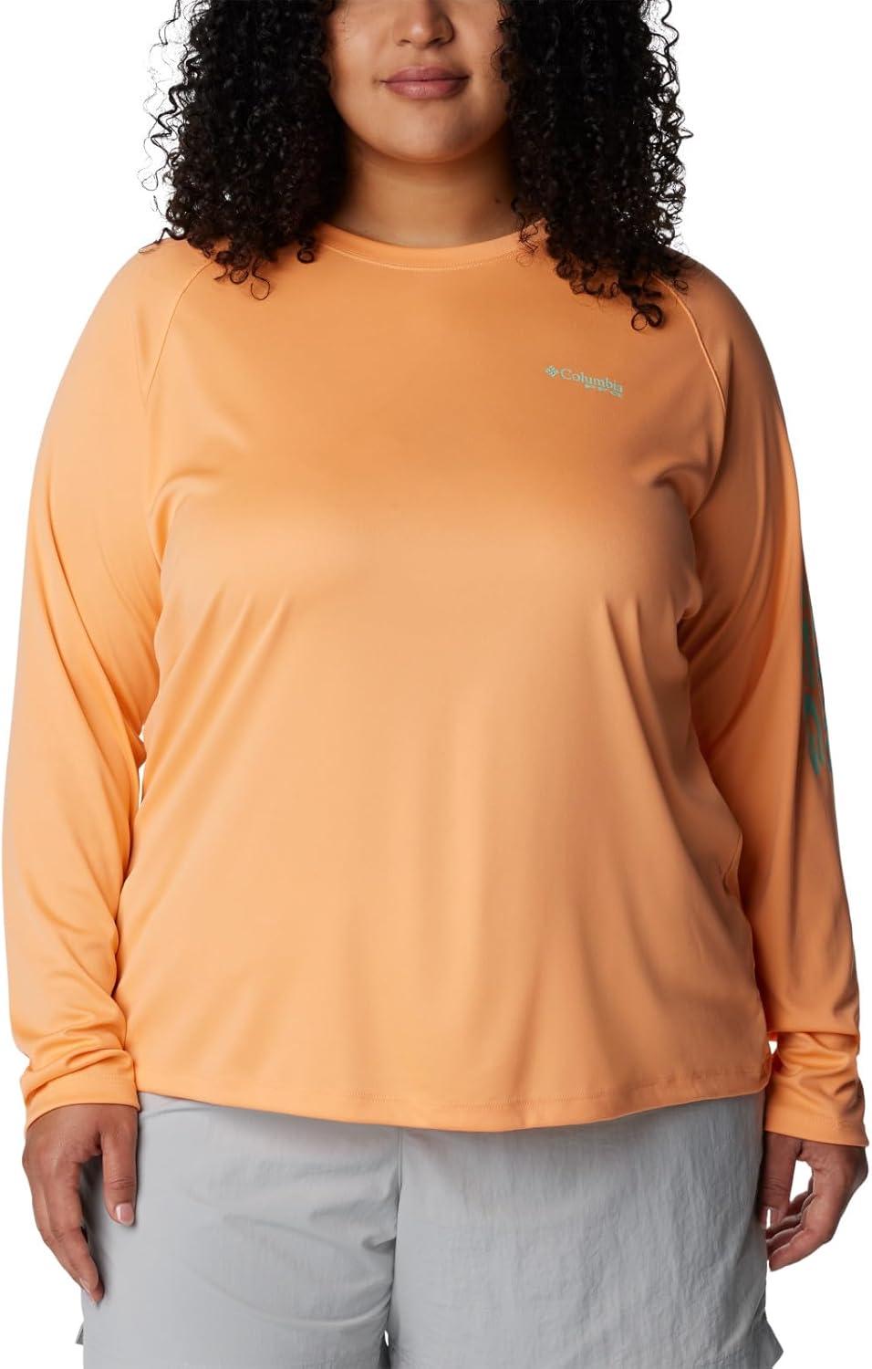 imageColumbia Womens Tidal Tee II Long Sleeve HoodieBright NectarMint Cay Logo