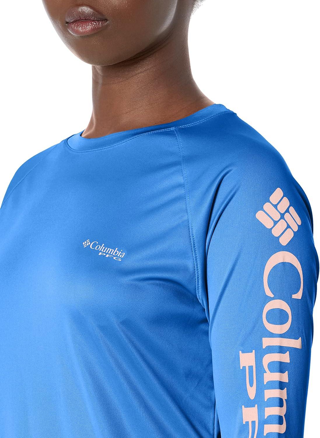 imageColumbia Womens Tidal Tee II Long Sleeve HoodieBright NectarWhite Logo