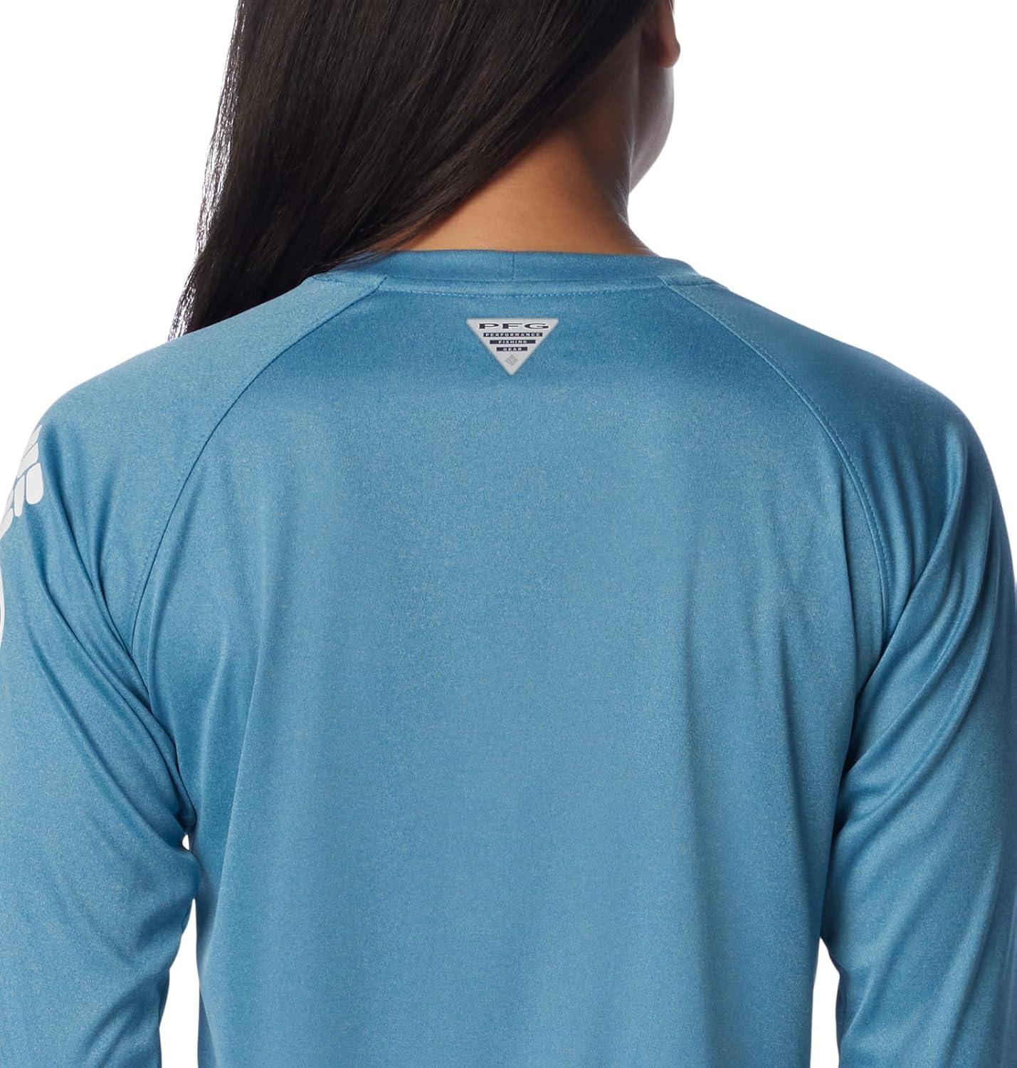 imageColumbia Womens Tidal Tee II Long Sleeve HoodieCanyon Blue HeatherWhite Logo