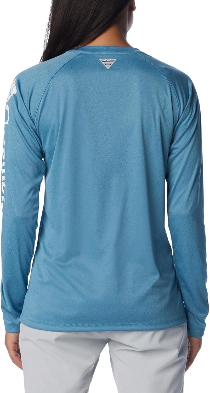 imageColumbia Womens Tidal Tee II Long Sleeve HoodieCanyon Blue HeatherWhite Logo