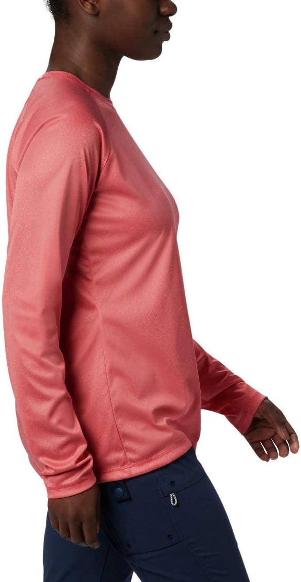 imageColumbia Womens Tidal Tee II Long Sleeve HoodieCarbon HeatherRed Spark Logo