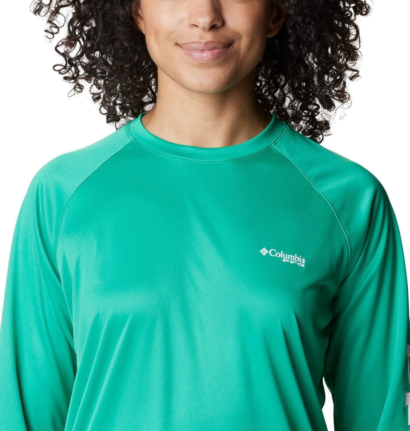 imageColumbia Womens Tidal Tee II Long Sleeve HoodieCircuit HeatherWhite Logo