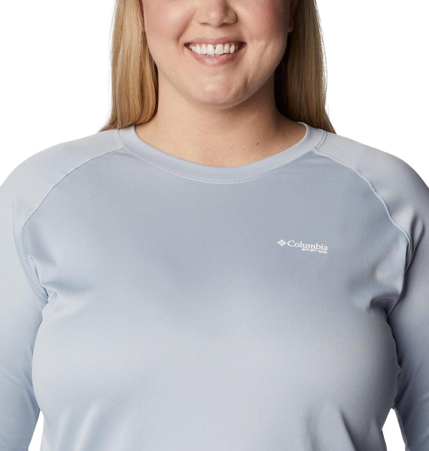 imageColumbia Womens Tidal Tee II Long Sleeve HoodieCirrus Grey HeatherWhite Logo