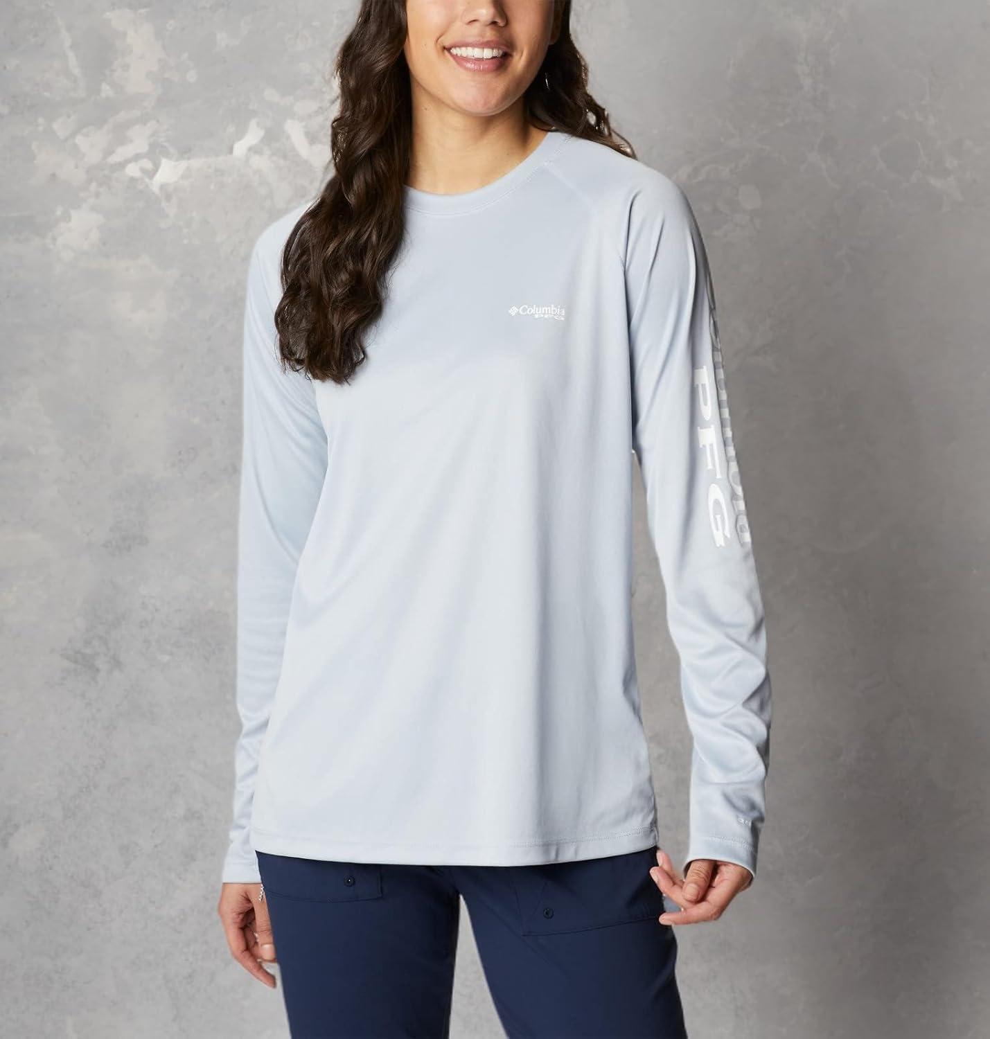 imageColumbia Womens Tidal Tee II Long Sleeve HoodieCirrus Grey HeatherWhite Logo