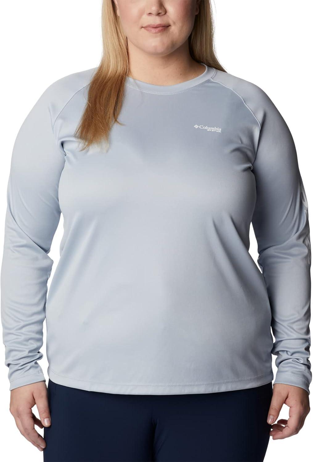 imageColumbia Womens Tidal Tee II Long Sleeve HoodieCirrus Grey HeatherWhite Logo
