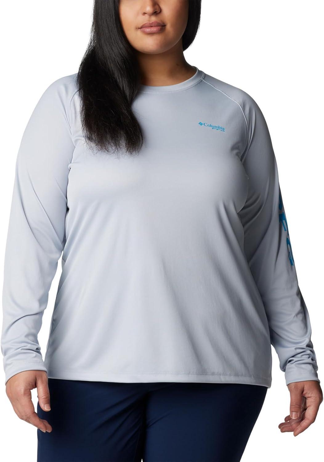 imageColumbia Womens Tidal Tee II Long Sleeve HoodieCirrus GreyOcean Blue Logo