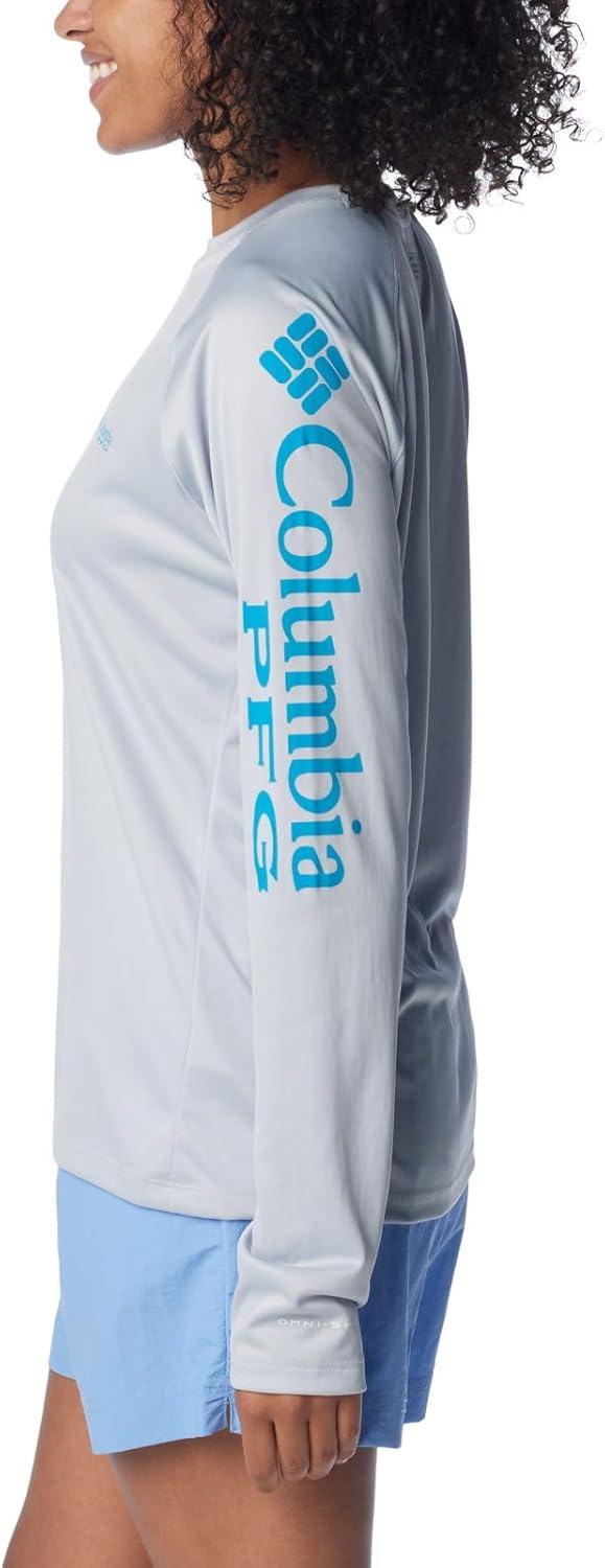 imageColumbia Womens Tidal Tee II Long Sleeve HoodieCirrus GreyOcean Blue Logo