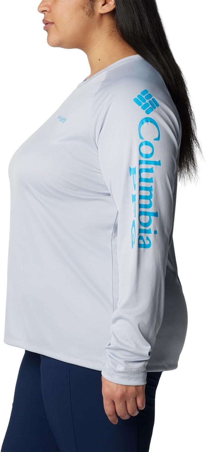 imageColumbia Womens Tidal Tee II Long Sleeve HoodieCirrus GreyOcean Blue Logo