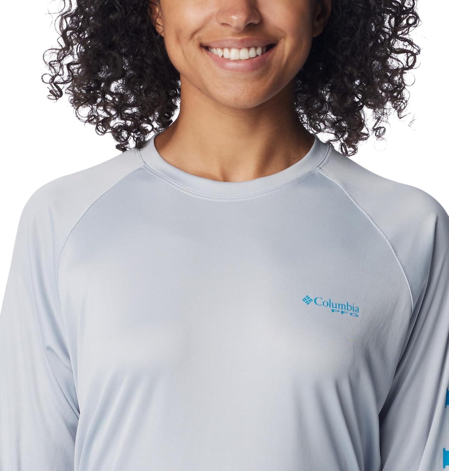 imageColumbia Womens Tidal Tee II Long Sleeve HoodieCirrus GreyOcean Blue Logo