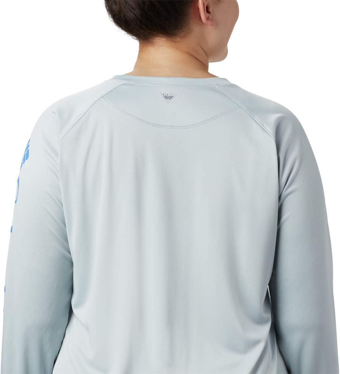 imageColumbia Womens Tidal Tee II Long Sleeve HoodieCirrus GreyStormy Blue Logo