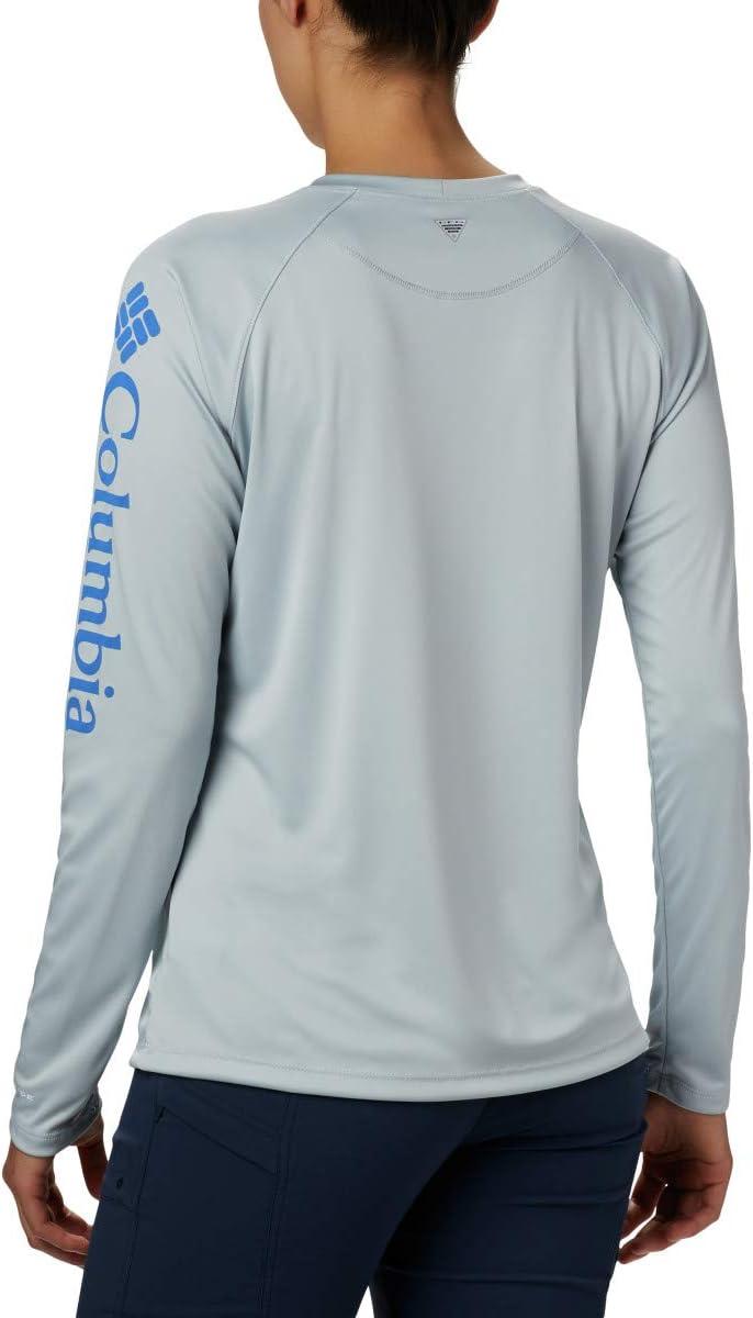 imageColumbia Womens Tidal Tee II Long Sleeve HoodieCirrus GreyStormy Blue Logo