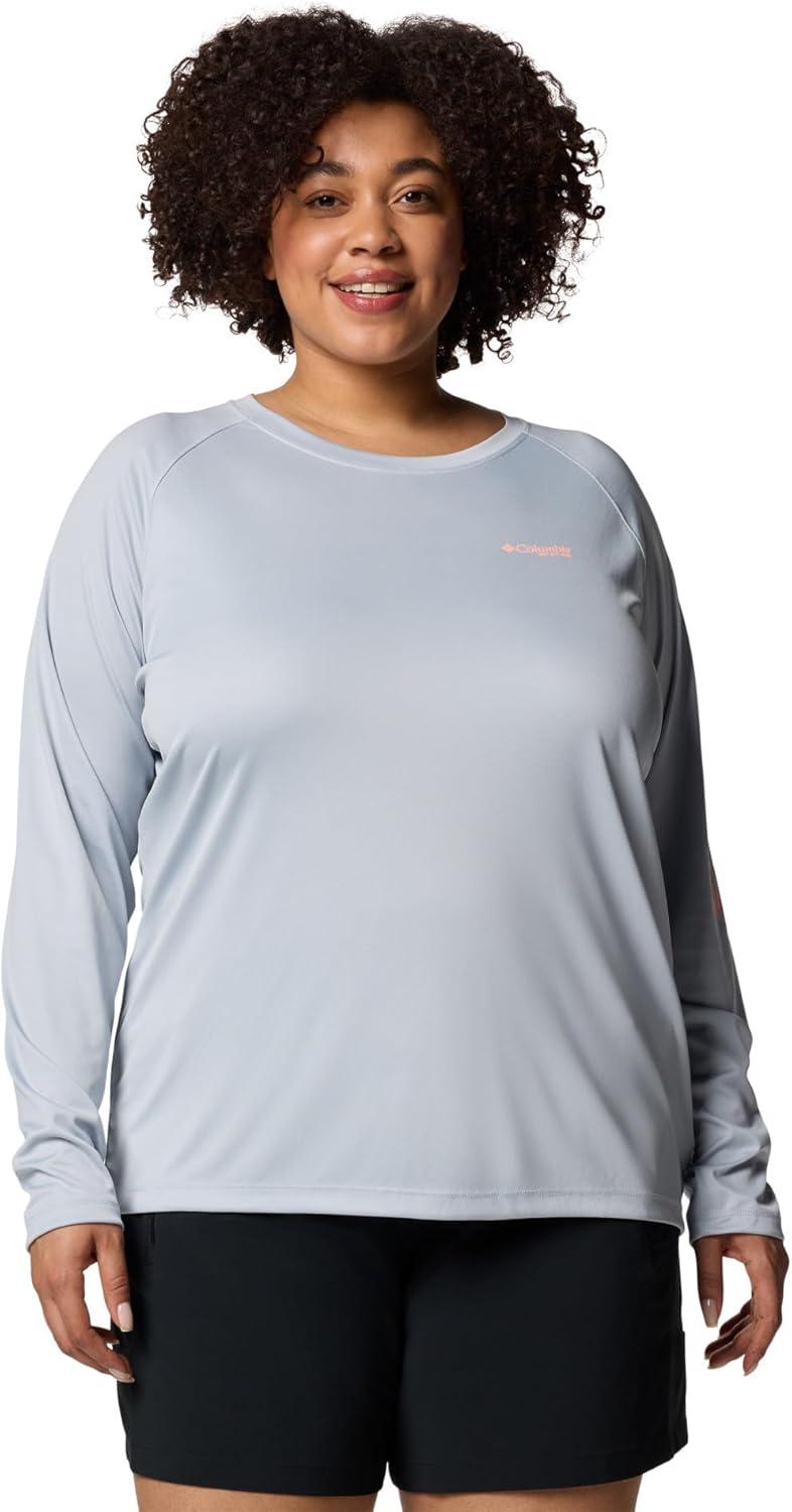 imageColumbia Womens Tidal Tee II Long Sleeve HoodieCirrus GreyTiki Pink Logo