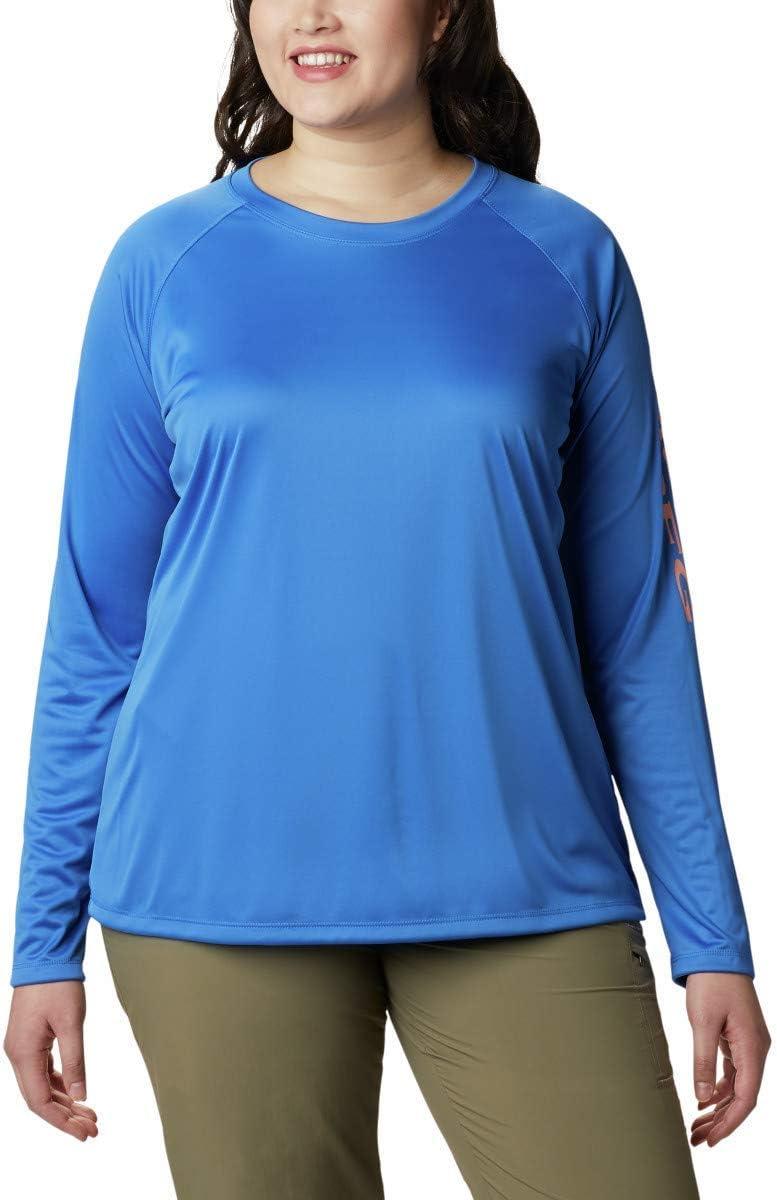 imageColumbia Womens Tidal Tee II Long Sleeve HoodieCity GreyMint Cay Logo