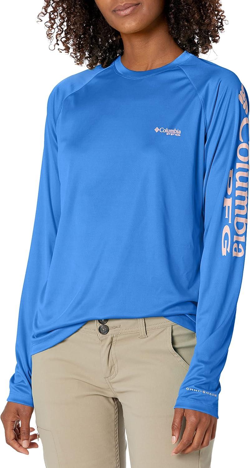 imageColumbia Womens Tidal Tee II Long Sleeve HoodieCity GreyMint Cay Logo