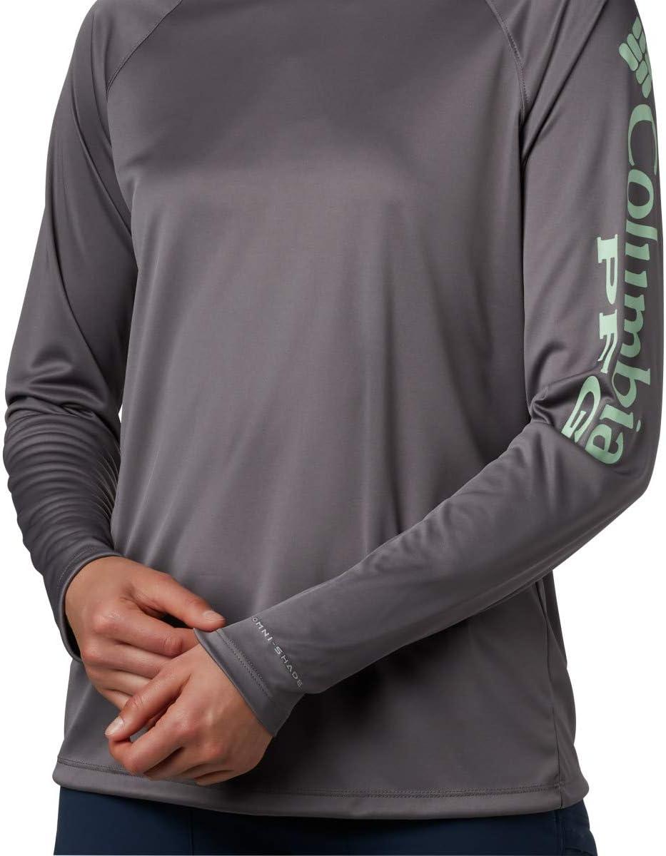 imageColumbia Womens Tidal Tee II Long Sleeve HoodieCity GreyNew Mint Logo