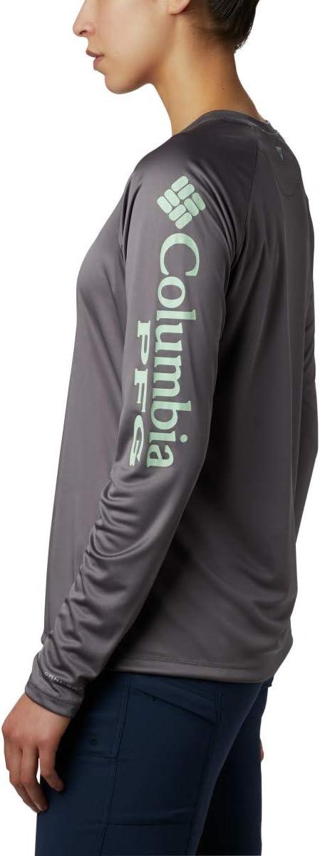 imageColumbia Womens Tidal Tee II Long Sleeve HoodieCity GreyNew Mint Logo