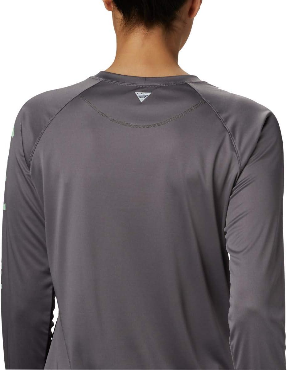 imageColumbia Womens Tidal Tee II Long Sleeve HoodieCity GreyNew Mint Logo