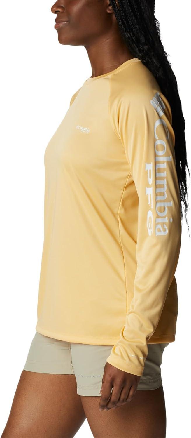 imageColumbia Womens Tidal Tee II Long Sleeve HoodieCocoa Butter HeatherWhite Logo