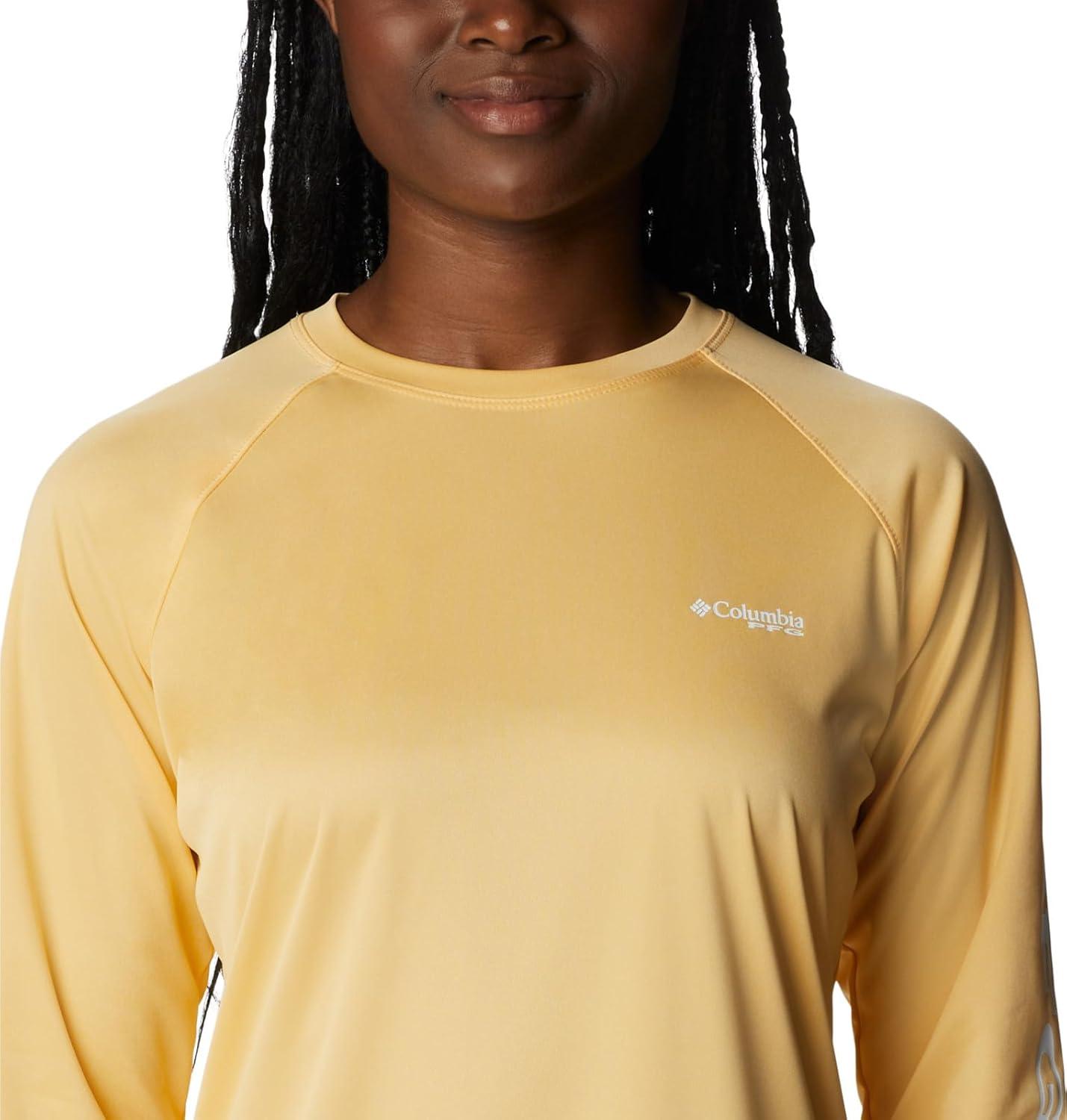 imageColumbia Womens Tidal Tee II Long Sleeve HoodieCocoa Butter HeatherWhite Logo