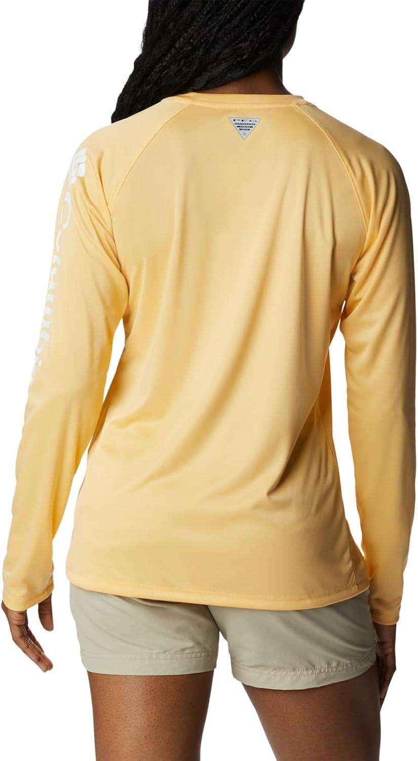 imageColumbia Womens Tidal Tee II Long Sleeve HoodieCocoa Butter HeatherWhite Logo