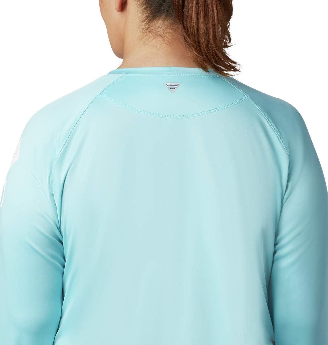 imageColumbia Womens Tidal Tee II Long Sleeve HoodieCocoa ButterSalmon Logo