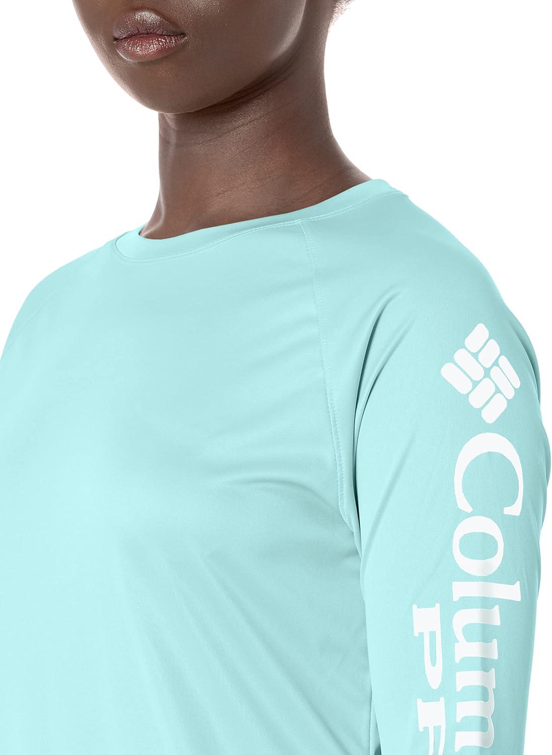 imageColumbia Womens Tidal Tee II Long Sleeve HoodieCocoa ButterSalmon Logo